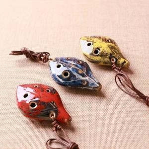 1pc, 고대 중국 스타일의 오카리나, 6홀 수제 오카리나 악기, 기분 좋은 소리, 끈 포함, 잎처럼