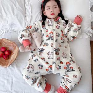 만화 플란넬 플리스 어린이 침낭 자루, 따뜻한 겨울 옷, 유아 잠옷, 여아 남아용 잠옷, 1-6T