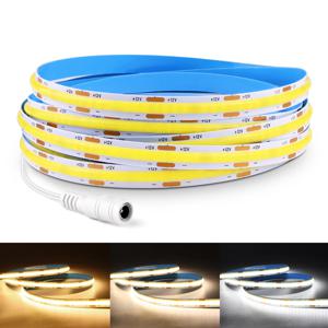 5M 10M COB LED 스트립 빛 12V 24V 320LED/M 고휘도 FCOB 유연한 LED 바 테이프 리본 선형 디밍 가능 룸 장식