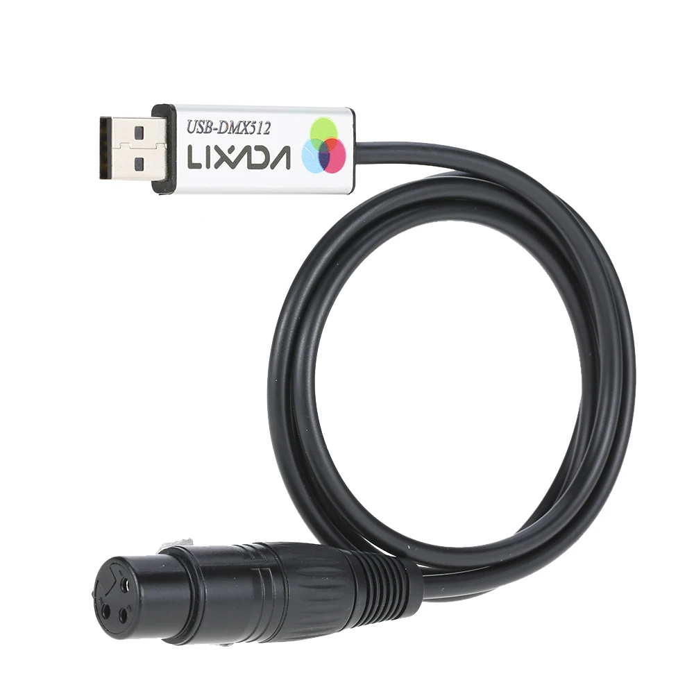 Lixada USB-DMX 인터페이스 어댑터 LED DMX512 컴퓨터 PC 무대 조명 컨트롤러 조광기