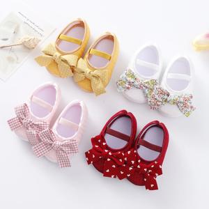 유아 미끄럼 방지 부드러운 단독 귀여운 Bowknot 신발과 아기 소녀 플랫 신생아 공주 결혼식 신발 유아 첫 워커 0-12M