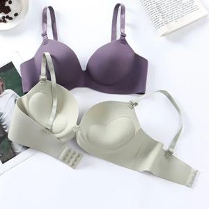 여성 원활한 브래지어 섹시한 푸시 업 Bralette 와이어 없음 여자 학생 통기성 란제리 패션 3/4 컵 무선 여성 란제리