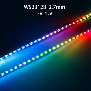 2.7mm 매우 좁은 WS2812B LED 스트립 개별적으로 주소 지정 가능 WS2812 RGBIC 다채로운 픽셀 조명 160Leds/m IP30 흰색 PCB DC5/12V