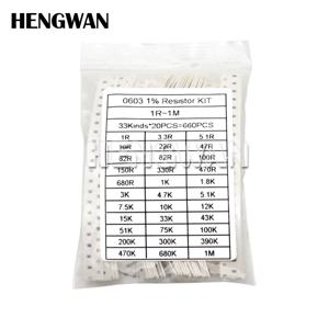 660PCS 0201 0402 0603 0805 1206 1% SMD 저항기 모듬 키트 33 값 각 20pcs 1R-1M 10K 100K 1K 100R 저항 세트