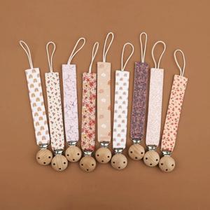 아기 치발기 체인, 꽃 패턴, 신생아 젖꼭지 클립, 코튼 및 플라스틱, 아기용 치발기 클립