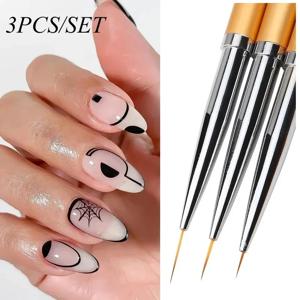 3Pcs 아크릴 프렌치 스트라이프 네일 아트 라이너 브러쉬 3D 팁 라인 줄무늬 DIY 드로잉 펜 UV 젤 브러쉬 페인팅 펜 매니큐어 도구