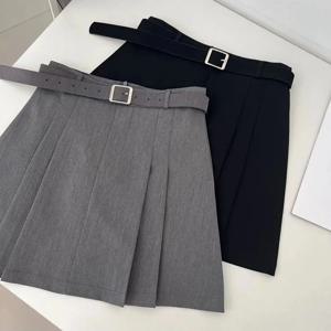 Lucyever Preppy 스타일 여성용 a 라인 스커트 여름 새로운 하이 웨스트 블랙 그레이 플리츠 스커트 여성 캐주얼 학생 미니 스커트