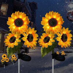 3 머리 1 머리 태양 시뮬레이션 해바라기 LED 조명 정원 마당 잔디 야간 조명 조경 램프 장식 크리스마스 꽃 빛