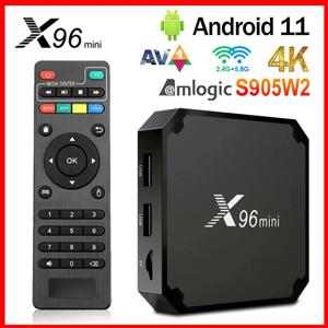 안드로이드 11.0 스마트 TV 박스, 지지대 4K H.265 HEVC AV1 HDR10 + X96 미니 셋톱 박스, 2.4G, 5G 와이파이, X96 미니 Amlogic S905W2