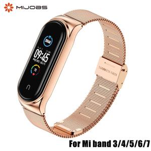 Mi Band 5 6 7 용 스트랩 Mi Band 7 손목 밴드 스테인레스 스틸 Mi Band 3 스트랩 Xiaomi Miband 5 4 3 용 금속 밀라노 팔찌
