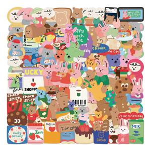100PCS 귀여운 한국어 토끼 곰 스티커 DIY 어린이 장난감 데칼 Loptop 노트북 스케이트 보드 전화 방수 Kawaii 스티커
