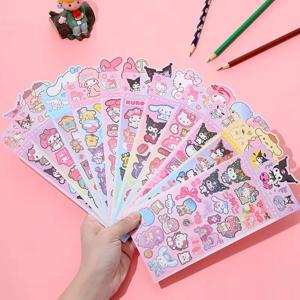 Sanrio 만화 20pcs 스티커 Pochacco Kuromi 멜로디 키티 카와이 스티커 학생 문구 용품 생일 선물 도매