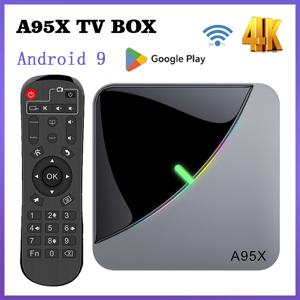 스마트 TV 박스 A95X F3 Air 4K 2.4G 5G 듀얼 와이파이 RGB 라이트, Amlogic S905X3 4GB 32GB 64GB, 안드로이드 9 셋톱 TV 박스