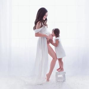 레이스 쉬폰 웨딩 드레스 출산 여름 사진 전면 분할 가운 임신 한 여자 베이비 샤워 촬영 사진 소품 옷 새로운