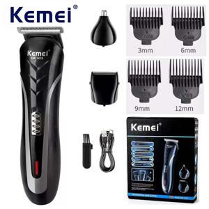 Kemei KM-1419 충전식 전기 머리 깎기 남성용 가정용 면도기 헤어 트리머 및 코 트리머 3 in 1