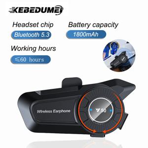 블루투스 오토바이 헬멧 헤드셋 V5.3 음성 제어 무선 핸즈프리 통화 1800mAh 방수 커뮤니케이터 스피커 이어폰