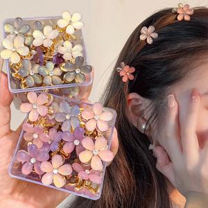 1/10pcs 귀여운 미니 꽃 헤어 클립 발톱 여자 여자 다채로운 오팔 머리핀 달콤한 작은 머리 장식 바레트 액세서리
