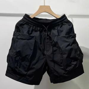 캐주얼 카고 반바지 남자 느슨한 탄성 허리 Drawstring 패션 반바지 남자 2024 여름 대형 포켓 소프트 스포츠 반바지 streetwear