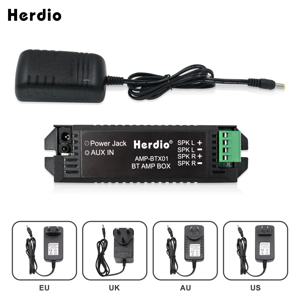 Herdio 2 채널 홈 전력 증폭기 오디오 Bluetooth Aux 미니 증폭기 욕실 벽 천장 음악 스피커 EU/US/UK 플러그
