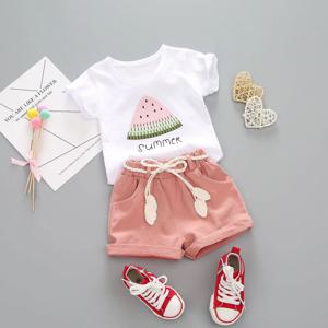 BibiCola 여름 소녀 의류 세트 2pcs tracksuit 어린이 면화 정장 어린이 만화 복장 짧은 소매 아기 소녀 의류 세트