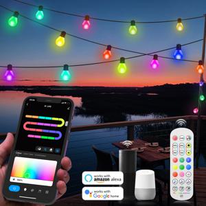 Tuya 스마트 WIFI G40 LED 전구 문자열 빛 USB 15M 25 Blubs 요정 조명 크리스마스 침실 야외 정원 장식 꽃줄 갈 랜드
