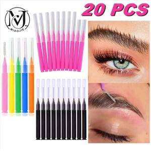 MJ 20Pcs 미니 눈썹 브러쉬 눈썹 파마 브러쉬 일회용 눈썹 리프팅 브러쉬 구부릴 수있는 마이크로 속눈썹 브러쉬 애플리케이터 메이크업 도구