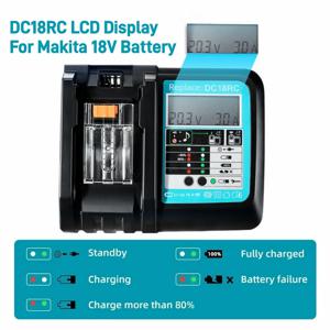 Makita 18V 14.4V BL1860B,BL1850B,BL1840,BL1830,BL1820,BL1415,BL1440 전동 공구 충전기용 DC18RC 리튬 이온 배터리 3A 충전기