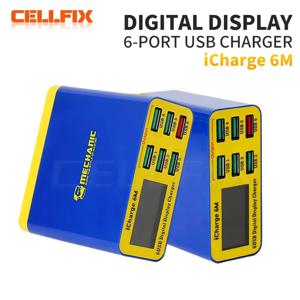 MECHANIC iCharge 6M USB 6 포트 충전기 고속 충전 스마트 디지털 디스플레이 iphone Xiaomi 휴대 전화 태블릿 용 다중 포트 다공성