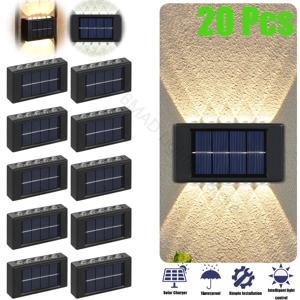 1/2/4/6pc 10led 태양열 실외 조명, 위아래 조명 보루가 있는 마당 장식 세척 조명, 쉬운 설치