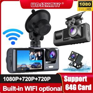 자동차 용 대시 캠 WIFI APP 자동차 DVR 3 채널 전면 카메라 비디오 레코더 차량용 후면보기 카메라 블랙 박스 자동차 Assecories