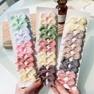 10 개/대 아기 소녀를위한 새로운 귀여운 솔리드 리본 Bowknot 헤어 클립 수제 활 머리핀 바레트 머리 장식 어린이 헤어 액세서리