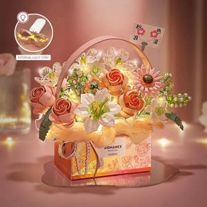 LOZ 새로운 빌딩 블록 꽃 장미 빌딩 블록 장난감 매직 파우더 휴대용 꽃 꽃다발 선물 상자 시리즈 소녀를위한 선물