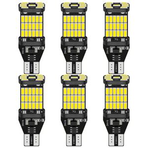 6PCS T15 W16W 921 912 T16 T10 902 LED 전구 높은 전력 45pcs 4014SMD 슈퍼 밝은 1200LM 자동차 반전 빛 흰색 교체