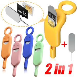 2 IN 1 분실 방지 Sim 카드 꺼내기 핀 바늘 보관 케이스 포함 휴대 전화 SIMCard 보호기 홀더 이젝터 도구 열쇠 고리 펜던트