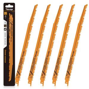 TOLESA 5PCS 목재 가지 치기 왕복 톱 블레이드 5 TPI Sawzall 블레이드 녹색 목재 건설 목재 절단 PVC 파이프 절단 CRV