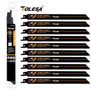 TOLESA 10PCS 바이메탈 Sawzall 블레이드 금속 절단 150mm/225mm 18TPI 금속 미세 절단용 코발트가 있는 왕복 톱 블레이드