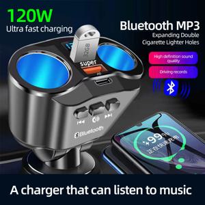 자동차 시가 라이터 분배기 충전기 듀얼 USB QC 3.0 빠른 충전 12V 자동 FM 송신기 블루투스 핸즈프리 통화 소켓