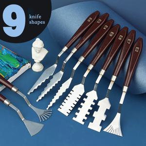 9 Pcs 꽃 아트 스크레이퍼 질감 나이프 아트 팔레트 나이프 특수 모양의 스크레이퍼 유화 미술 학생을위한 아크릴 페인트 도구