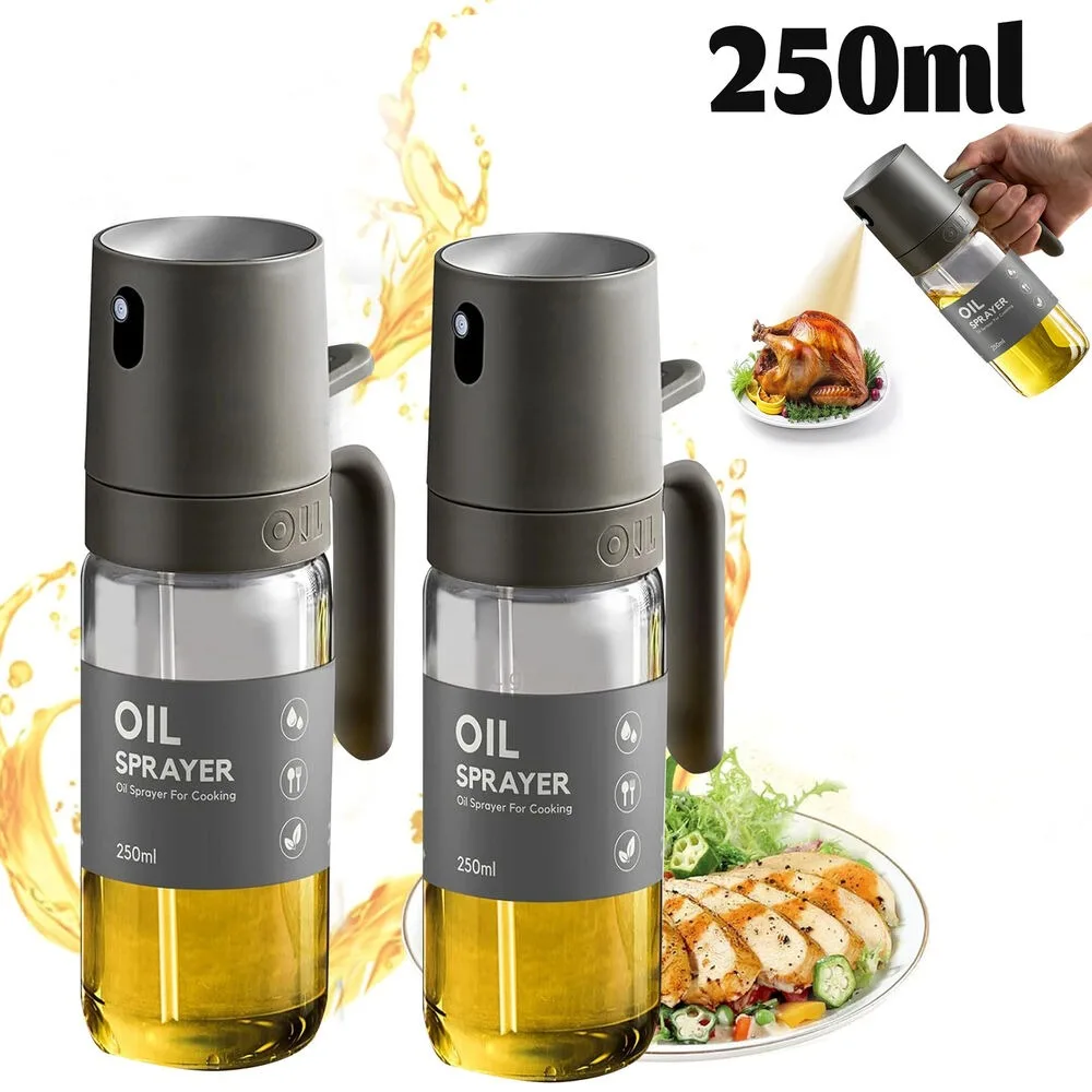 250ML 오일 분무기, 고 붕규산 유리 BPA 프리 식용유 미스터, 에어 프라이어, 샐러드, 바베큐, 주방 가제트 용 올리브 오일 분무기