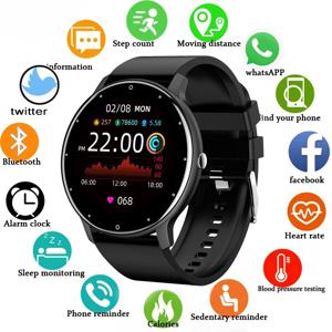 패션 남자 스마트 시계 전체 터치 스크린 스포츠 피트니스 트래커 IP68 방수 블루투스 Smartwatch 남성 여성 스마트 폰