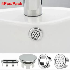 4Pcs 주방 욕실 분지 원형 오버플로 배수 커버 장식 욕조 싱크 구멍 오버플로 중공 세면기 오버플로