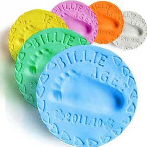 아기 손 자국 점액 부드러운 모델링 점토 공기 건조 놀이 가벼운 점토 장난감 폴리머 Plasticine 발자국 인쇄물 키트 DIY 장난감