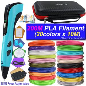 2025 어린이를위한 3D 펜 세트 LED 스크린이있는 3D 인쇄 펜 200M PLA 전원 어댑터 여행 상자 어린이를위한 크리스마스 생일 선물