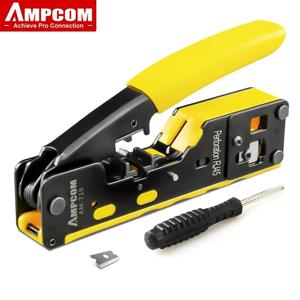 AMPCOM EZ 타입 네트워크 크림퍼 크림프 컷 LAN CAT8, 7, 6A, 6, 5E, STP, UTP, 테일 클립 포함, RJ45 TEL 모듈러 케이블, AM-718, RJ11, 12