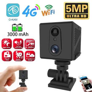 5MP 4G SIM 카드 미니 카메라 실내 야간 감시 보안 모니터링 충전식 3000 mAh 배터리 구동 홈 캠