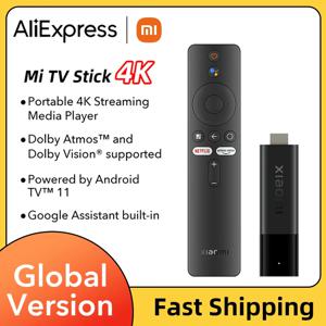 글로벌 버전 Xiaomi Smart Mi TV 스틱 4K Android11 ​​BT5.0 TV 동글 휴대용 스트리밍 미디어 다국어 Google Assistant