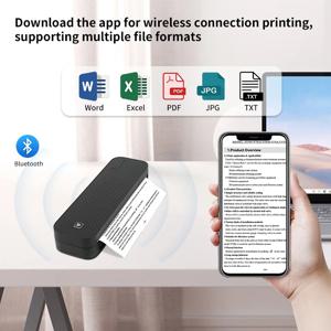 Inkless 휴대용 A4 열전 사 프린터 Bluetooth PDF Excel Word 문서 인쇄 기계 사무용 종이 롤 홈 스쿨