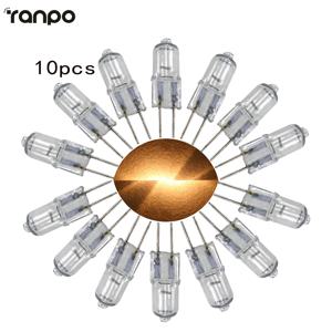에너지 절약 10Pcs 미니 G4 할로겐 전구 JC 유형 따뜻한 흰색 DC 12V 20W 스포트라이트 크리스탈 샹들리에 캡슐 램프