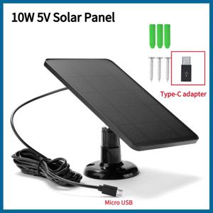 10W 5V 태양 전지 패널 2in1 마이크로 USB + Type-C 태양 전지 패널 보안 카메라/소형 홈 조명 시스템 용 야외 태양 전지 충전기