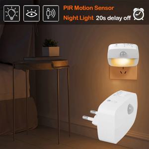 LED 야간 조명 EU 플러그 스마트 모션 센서 빛 220V 벽 램프 홈 통로 WC 복도 계단 주방 침실 밤 램프